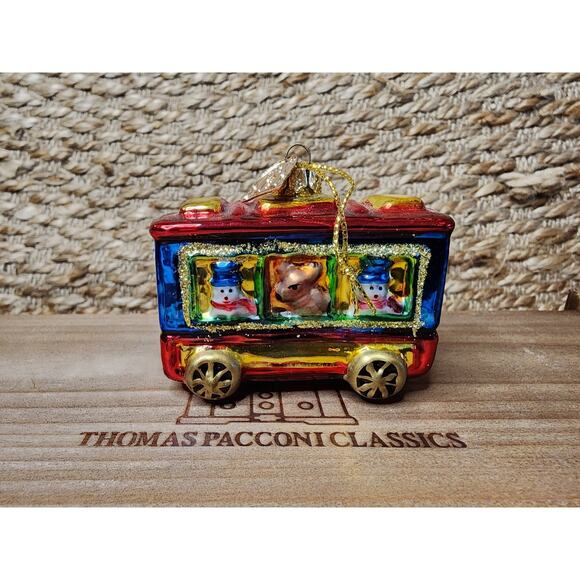 Vtg. Thomas Pacconi Blown Glass Christmas 2003 5 Piece Train Set Ornaments Boxed - Picture 10 of 13